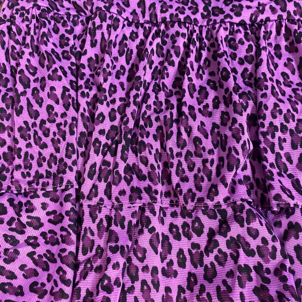 Madison purple black cheetah‎ print ruffle layered tank SIZE M - Picture 3 of 5